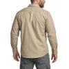 imageCQR Mens Long Sleeve Tactical Shirts Ripstop Military Work Shirts UPF 50 Breathable Button Down Outdoor Hiking ShirtMetro Khaki