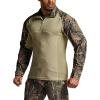 imageCQR Mens Tactical Combat Shirt 14 Zip Long Sleeve Breathable Military BDU Training Top for Shooting Hunting Range UseRaider Hunting Camo