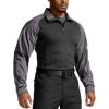 imageCQR Mens Tactical Combat Shirt 14 Zip Long Sleeve Breathable Military BDU Training Top for Shooting Hunting Range UseTac Chill Charcoal
