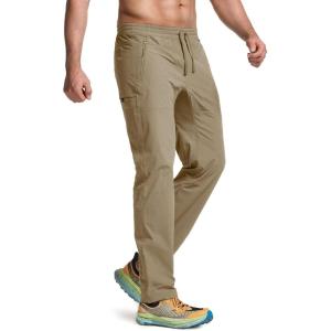 imageCQR Mens Lightweight Vent Hiking Pants WaterResistant amp Breathable Sports Outdoor Athletic Pants with Elastic WaistAscend Crux Alamo Khaki