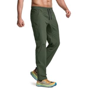imageCQR Mens Lightweight Vent Hiking Pants WaterResistant amp Breathable Sports Outdoor Athletic Pants with Elastic WaistAscend Crux Lichen