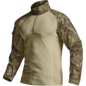 imageCQR Mens Tactical Combat Shirt 14 Zip Long Sleeve Breathable Military BDU Training Top for Shooting Hunting Range UseRaider Fractal Camo