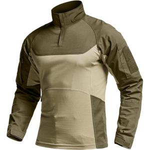 imageCQR Mens Tactical Combat Shirt 14 Zip Long Sleeve Breathable Military BDU Training Top for Shooting Hunting Range UseRaider Pro Soil Green