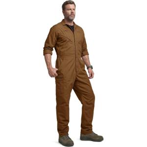 imageCQR Mens Tactical Ripstop ZipFront Coverall Lightweight Durable Utility Work Jumpsuit for Mechanics and TechniciansVortex Copper Brown