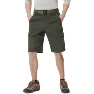 imageCQR Mens Quick Dry Stretch Hiking Cargo Shorts Lightweight Water Resistant Tactical Casual Golf amp Outdoor with PocketsRipstop Green
