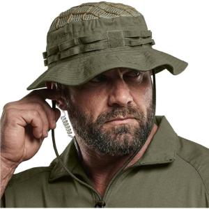 imageCQR Mens Tactical Boonie Hat Breathable Packable Sun Hat for Hunting Hiking Fishing Shooting and Outdoor ActivitiesSentinel Soil Green