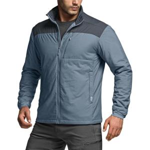 imageCQR Mens Lightweight Warm Insulated Jacket Windproof Water Resistant Winter Active Coat for Hiking Work Outdoor TacticalFrame Shadow Grey  Stone Blue