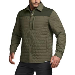 imageCQR Mens Lightweight Warm Insulated Jacket Windproof Water Resistant Winter Active Coat for Hiking Work Outdoor TacticalLayer Army Green  Soil Green