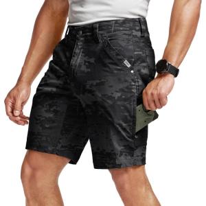 imageCQR Mens Stretch Utility Shorts Lightweight Quick Dry Casual Shorts Hiking Golf Cargo Shorts with Zipper PocketsSedona Camo Utility Camo Black