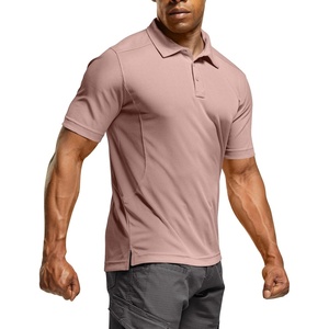 image:imageCQR Mens Quick Dry Tactical Polo Shirt Lightweight Breathable Performance Polo Short Sleeve UPF 50 Outdoor Golf ShirtFrost Essential Ash Pink