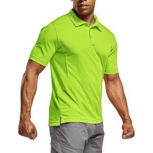 image:imageCQR Mens Quick Dry Tactical Polo Shirt Lightweight Breathable Performance Polo Short Sleeve UPF 50 Outdoor Golf ShirtFrost Essential Neon Yellow