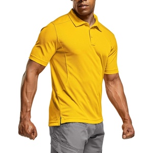 image:imageCQR Mens Quick Dry Tactical Polo Shirt Lightweight Breathable Performance Polo Short Sleeve UPF 50 Outdoor Golf ShirtFrost Essential Yellow