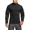 image:imageCQR Mens Tactical Combat Shirt 14 Zip Long Sleeve Breathable Military BDU Training Top for Shooting Hunting Range UseWoven Chest Jet Black